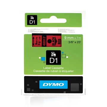 Ruban D1 DYMO 12mm x 7m Noir / Rouge
