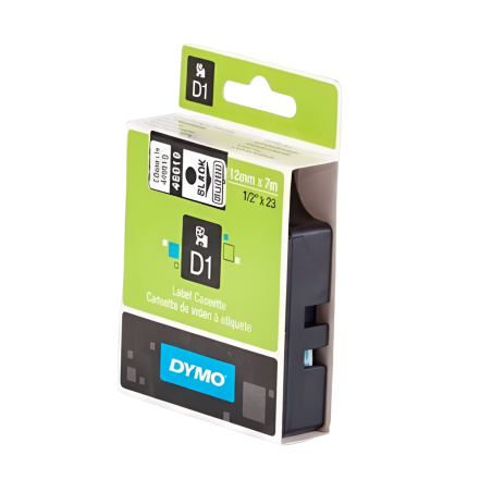 Ruban D1 DYMO 12mm x 7m Blanc / Transparent