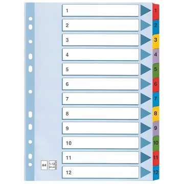 Intercalaire De Séparation  12 Positions A4 Coloré
