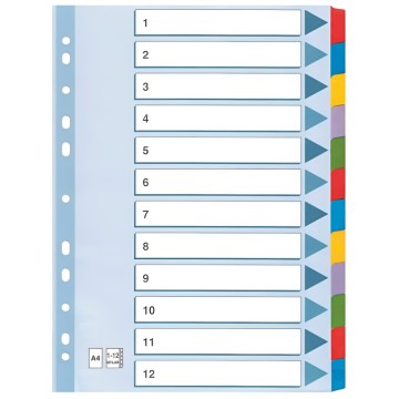 Intercalaire De Séparation  12 Positions A4 Coloré